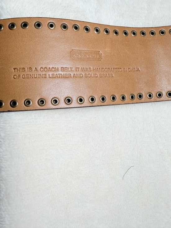 Vintage Coach Tan Leather Studded Waist Belt with Brass-Tone Buckle main image 9